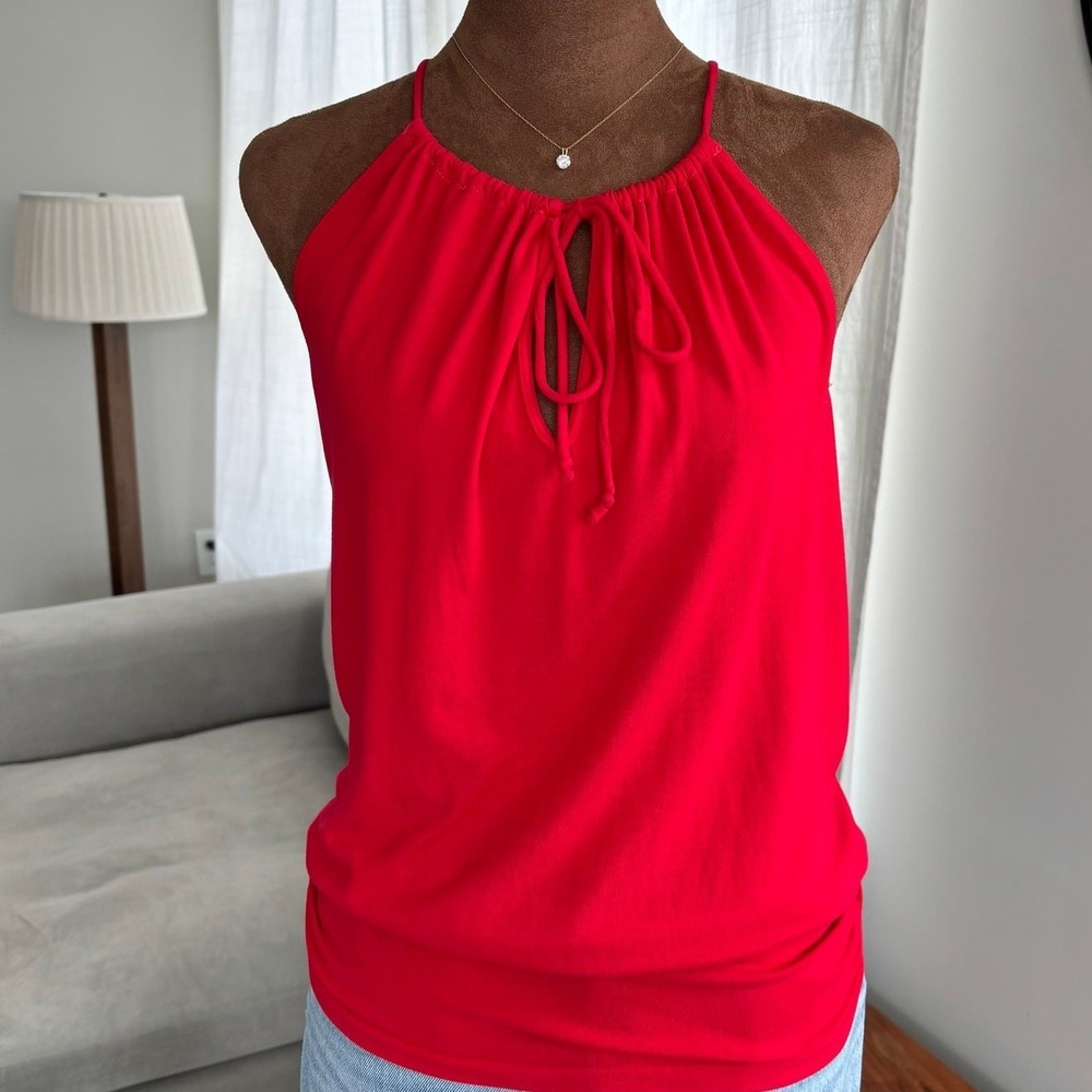 00s Style Y2K Halter Top Drawstring Collar Keyhole Detail Cinched Waist One Size